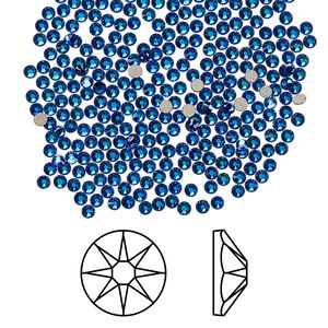 Flat back 144pk crystal Bermuda blue foil back, Crystal Passions® 1.7-1.9mm rose round SS5 2058