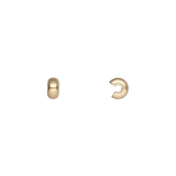 Crimp cover, gold-plated brass with satin finish, 4mm round. Sold per pkg of 100. image number 0