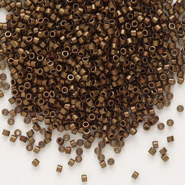 Seed bead, Delica®, glass, pkg/250g, #11 round, opaque matte metallic gold iris bronze (DB-1051). image number 0