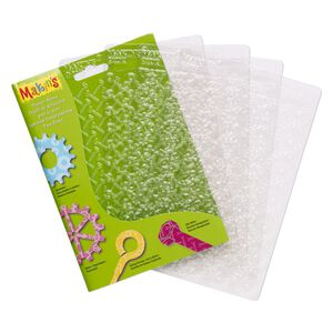 Texture plate, Makin's®, plastic, clear, 6-1/4 x 4-1/2 inch textured rectangle with assorted steampunk patterns. Sold per 4-piece set.
