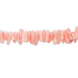 Bead, bamboo coral (dyed), light to dark pink, 6x1mm-10x2mm cupolini, C grade, Mohs hardness 3-1/2 to 4. Sold per 15-inch strand.