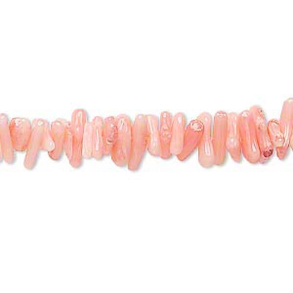 Bead, bamboo coral (dyed), light to dark pink, 6x1mm-10x2mm cupolini, C grade, Mohs hardness 3-1/2 to 4. Sold per 15-inch strand. image number 0