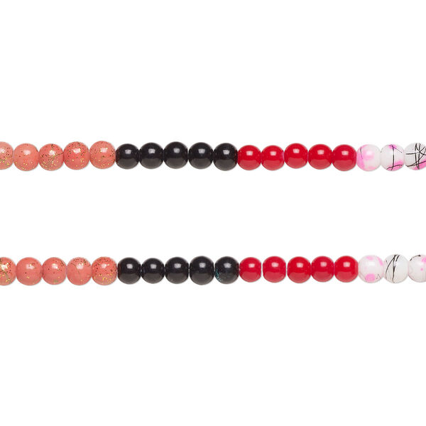 Bead, coated glass, opaque mixed colors, 8-8.5mm round. Sold per pkg of (2) 7-inch strands, approximately 50 beads. image number 0