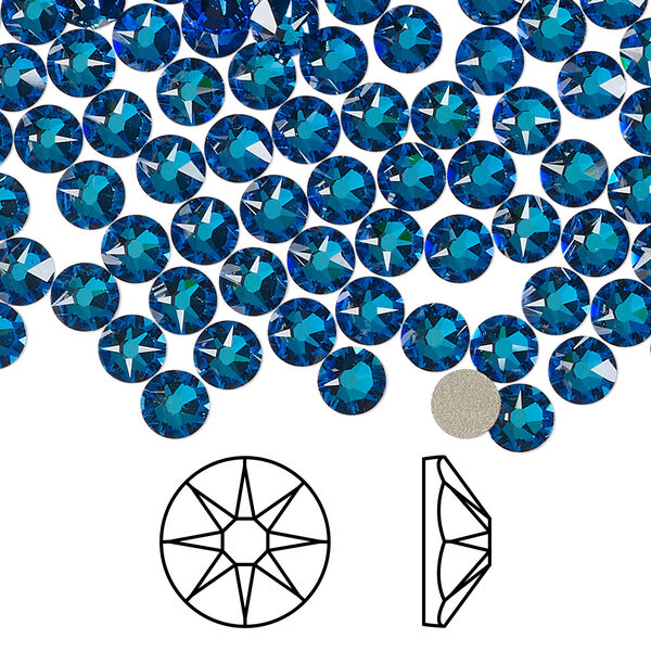 Flat back 1440pk crystal Bermuda blue foil back, Swarovski® 4.6-4.8mm rose round SS20 2088 image number 0