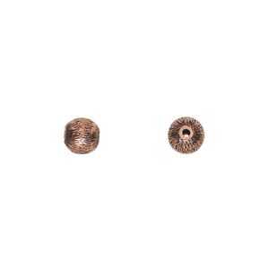 Bead, antiqued copper, 6mm brushed round. Sold per pkg of 30.