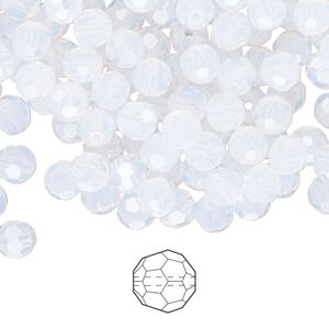 Bead 576pk white opal, Preciosa Czech crystal 5mm round