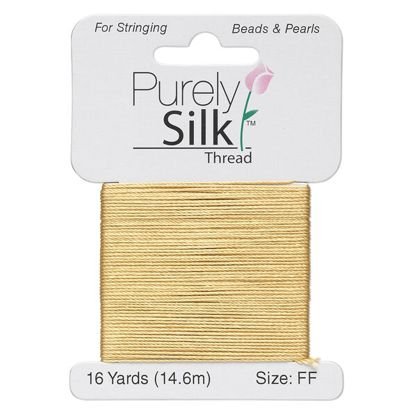 Thread, Purely Silk™, gold, size FF. Sold per 16-yard card. image number 0