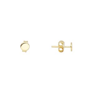 Earstud 1pkg4 sterling silver, 4mm flat pad / 4mm round setting / earnuts, "vermeil" 2 pair