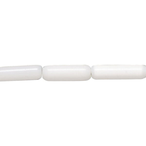 Bead, cat's eye glass (fiber optic glass), white, 15x4mm-19x6mm round tube. Sold per 14-inch strand, approximately 25 beads. image number 0