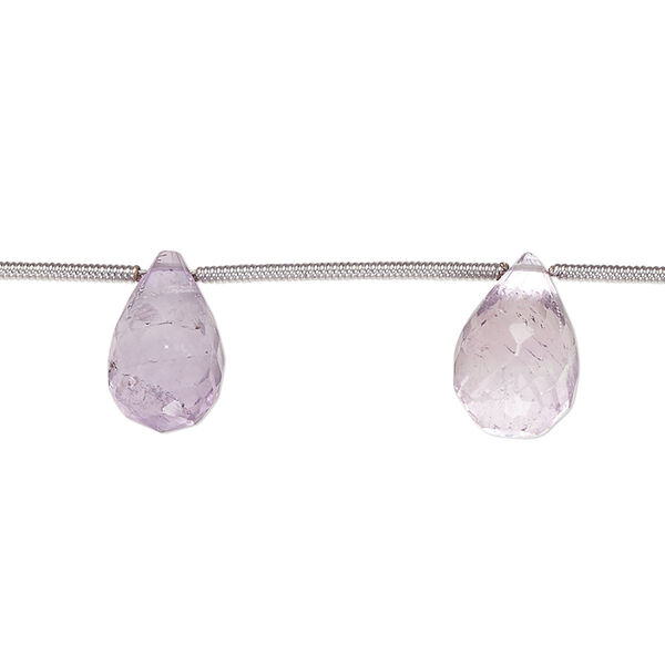 Amethyst 1pkg9, hand-cut top-drilled faceted briolette bead natural B grade, 11x7mm-14x8mm image number 0