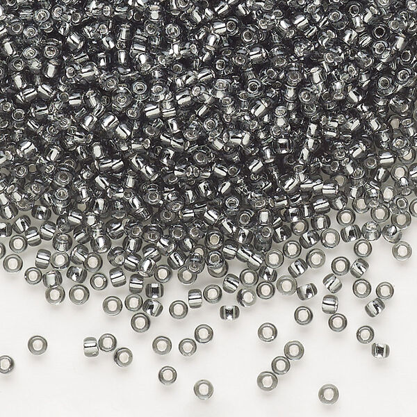 Seed bead, Dyna-Mites™, glass, pkg/40g, #11 round, transparent silver-lined gunmetal, (56:RR 11/0 RR). image number 0
