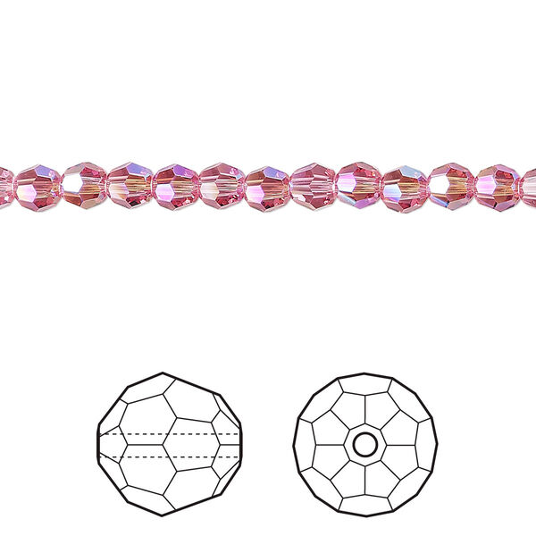 Bead 144pk rose shimmer, Crystal Passions® 4mm round 5000 image number 0