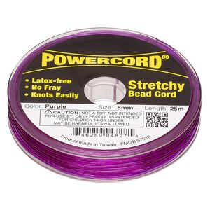 Cord, Powercord®, elastic, purple, 0.8mm, 8.5-pound test. Sold per 25-meter spool.