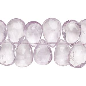 Lavender amethyst 1pkg1, hand-cut top-drilled faceted puffed teardrop bead natural 4 inch 13x10mm-16x11mm