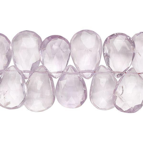 Lavender amethyst 1pkg1, hand-cut top-drilled faceted puffed teardrop bead natural 4 inch 13x10mm-16x11mm image number 0