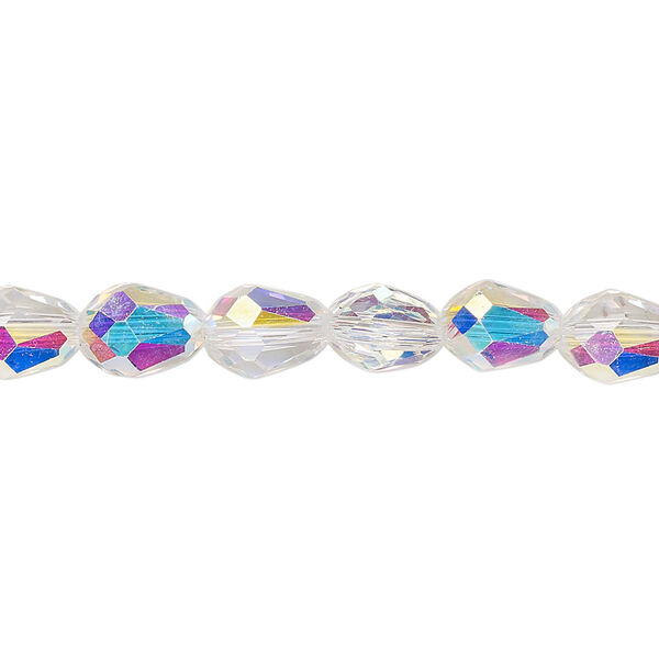 Bead Celestial Crystal® 1pkg60, 8x6mm teardrop / 66 facets, translucent clear AB image number 0