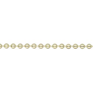 Chain 1pkg1 ball, 2.4mm, brass-finished steel 12 foot unfinished