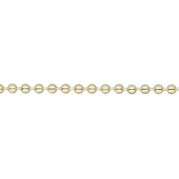 Chain 1pkg1 ball, 2.4mm, brass-finished steel 12 foot unfinished image number 0