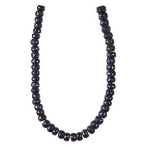 Blue sapphire 1pkg1, hand-cut faceted rondelle bead 14 inch graduated 11x8mm-14x10mm