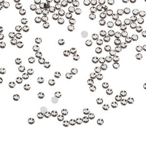 Flat back, Dance With Me™ crystal rhinestone, black diamond, foil back, 1.9-2.1mm rose, SS6. Sold per pkg of 144 (1 gross).