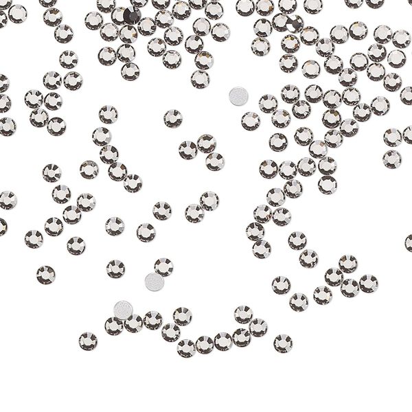 Flat back, Dance With Me™ crystal rhinestone, black diamond, foil back, 1.9-2.1mm rose, SS6. Sold per pkg of 144 (1 gross). image number 0