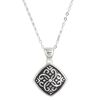 Necklace, Create Compliments®, sterling silver and enamel, black, 15.5mm diamond with dot and swirl design, adjustable at 18 and 20 inches with springring clasp. Sold individually. image number 0