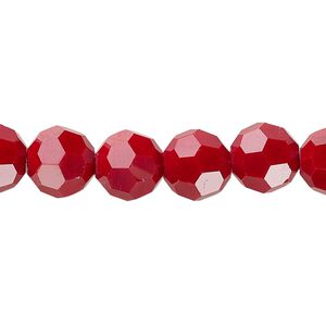 Bead 1pk 32 facets opaque red, Celestial Crystal® 10mm round 15.5-16 inch