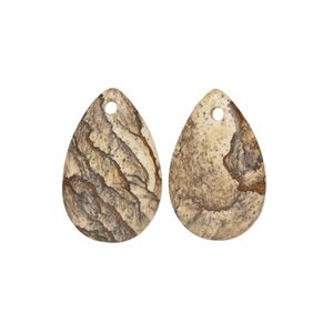 Picture jasper 1pkg2, hand-cut teardrop drop natural 20x13mm