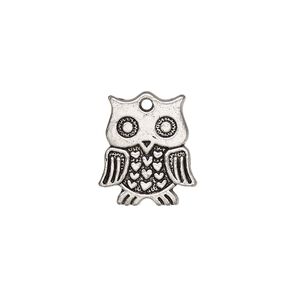 Charm, antique silver-plated "pewter" (zinc-based alloy), 18x16mm single-sided owl. Sold per pkg of 10.