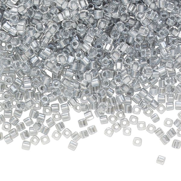Seed bead, Miyuki, glass, pkg/25g, 1.8mm square, translucent grey inside dyed color clear, (SB-242). image number 0