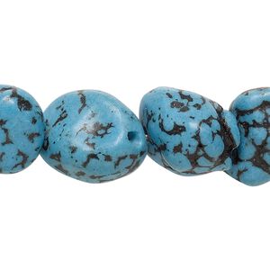 Bead, "turquoise" (resin) (imitation), small to medium nugget. Sold per 15-1/2" to 16" strand.