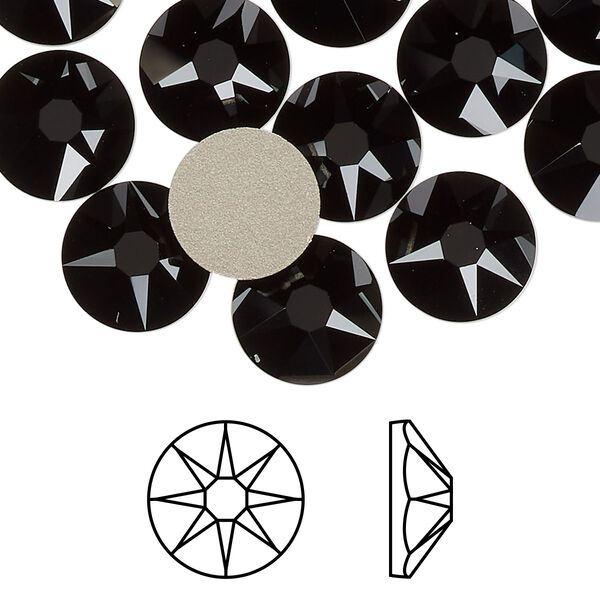 Flat back 12pk jet foil back, Crystal Passions® 10.912-11.304mm rose round SS48 2088 image number 0