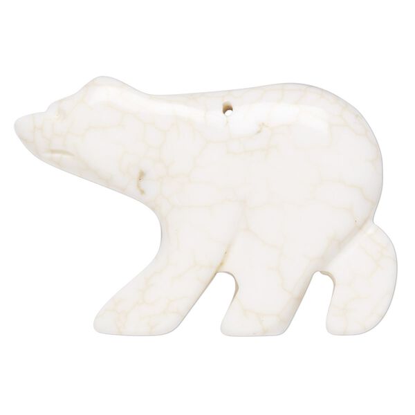 Magnesite 1pkg1, hand-cut flat back polar bear focal 48x32mm image number 0