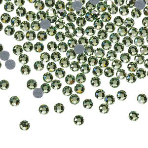 Flat back, Dance With Me™ crystal hotfix rhinestone, peridot, foil back, 3-3.2mm rose, SS12. Sold per pkg of 144 (1 gross).