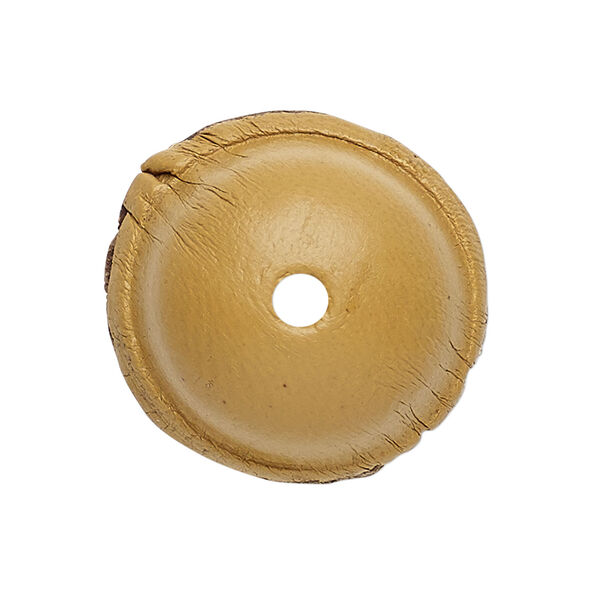 Bead, leather, natural, 20-24mm smooth round. Sold individually. image number 1