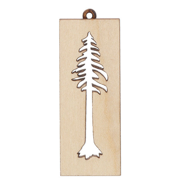 Focal, sugar maple (natural), 47x18mm single-sided laser-cut rectangle with cutout tree. Sold individually. image number 0