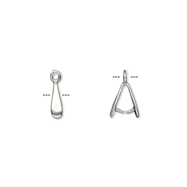 Bail, ice-pick, antique silver-plated brass, 9x2mm plain teardrop, 5mm grip length. Sold per pkg of 2. image number 0