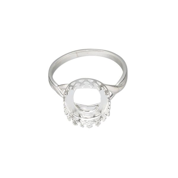 Ring, sterling silver, 13x11.5mm oval with 12x10mm oval cabochon bezel setting, size 7. Sold individually. image number 0
