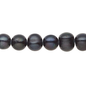 Freshwater pearl 1pkg1, semi-round, 15 inch dark iris green 7-10mm cultured