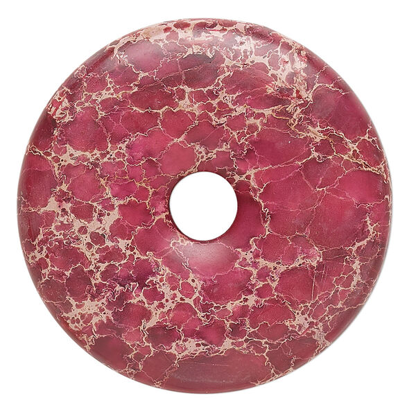 Focal, magnesite (dyed / stabilized), magenta, 40mm hand-cut round donut, B grade, Mohs hardness 3-1/2 to 4. Sold individually. image number 0