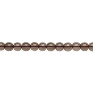 Smoky quartz 1pkg1, round bead 15.5-16 inch 4mm