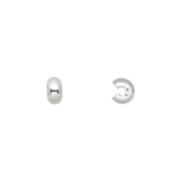 Crimp cover, silver-plated brass, 5mm round. Sold per pkg of 500. image number 0