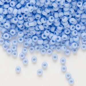 Seed bead, Miyuki, glass, pkg/50g, #8 rocaille, opaque matte agate blue, (RR-494F).