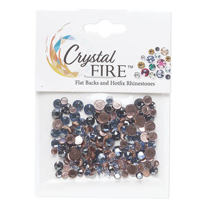 Flat back mix 1pkg144 light sapphire and sapphire satin, Crystal FIRE&reg;, 3.0-4.8mm hotfix round SS12 / SS16 / SS20