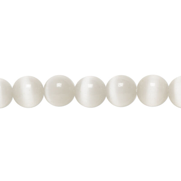 Bead, cat's eye glass (fiber optic glass), grey, 8mm round, quality grade. Sold per 15-1/2" to 16" strand. image number 0