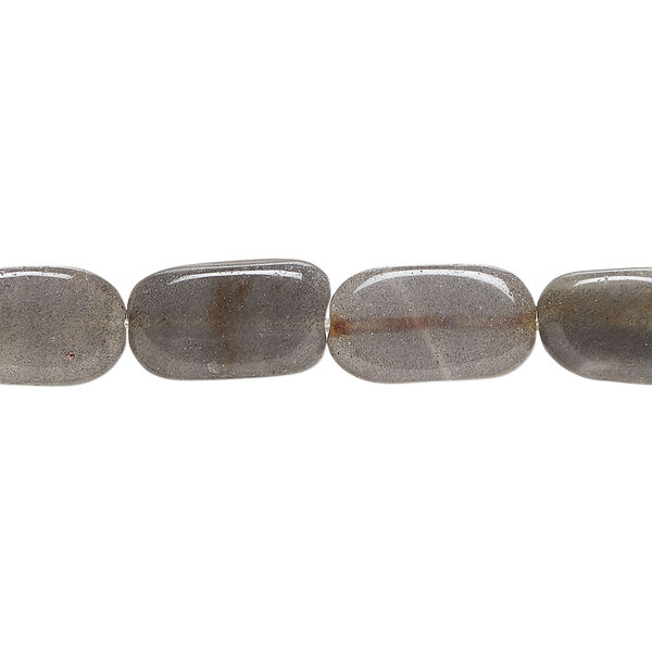 Grey aventurine 1pkg1, hand-cut flat oval bead natural, 12 inch 10x7mm-16x10mm image number 0