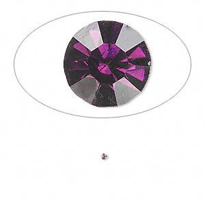 Chaton, glass rhinestone, amethyst purple, foil back, 1.3-1.35mm faceted round, PP6. Sold per pkg of 72.