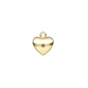 Charm, gold-finished "pewter" (zinc-based alloy), 10.5x9mm double-sided puffed heart. Sold per pkg of 6.