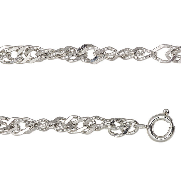 Chain, antique silver-finished steel, 5mm twisted Singapore, 20 inches with springring clasp. Sold individually. image number 0