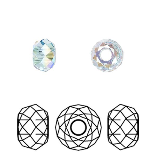 Bead 4pk aquamarine shimmer 2X, Crystal Passions® 8x5.3mm briolette XL hole 5042 image number 0